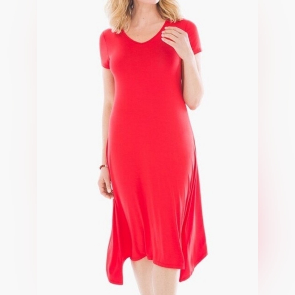 Chico's Essential Tee Dress In Runaway Red Size 1